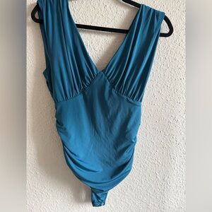 Express Teal V-Neck Bodysuit Size M